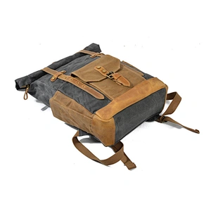 Trendy College Weekend Backpack Daypack Travel Laptops Rucksack Waxed Canvas Leather Backpack