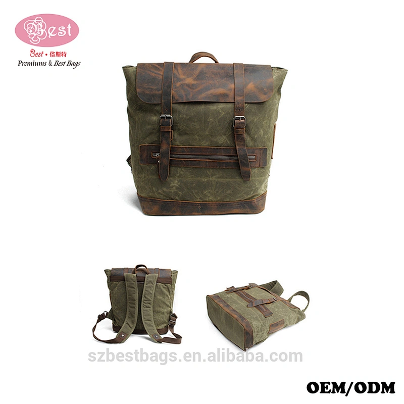 Retro Waxed Canvas Leisure Outdoor Mountaineering Traveling backpack