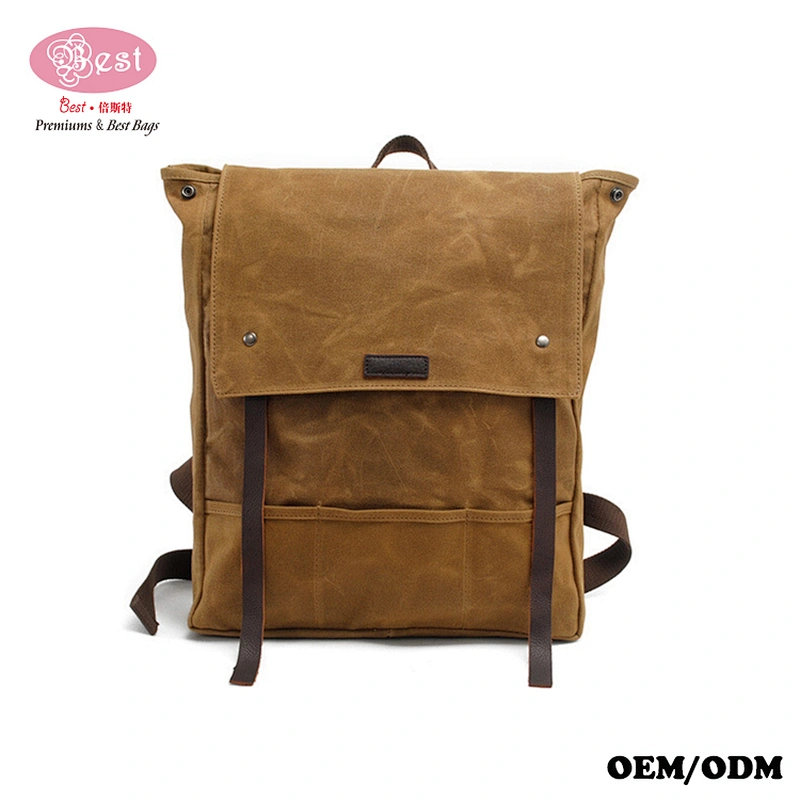 Wholesale vintage latest fashion backpack waxed canvas backpack travel canvas backpack