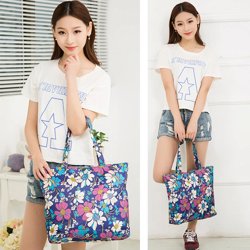 High quality portable large decorative nylon foldable shopping bag with zipper
