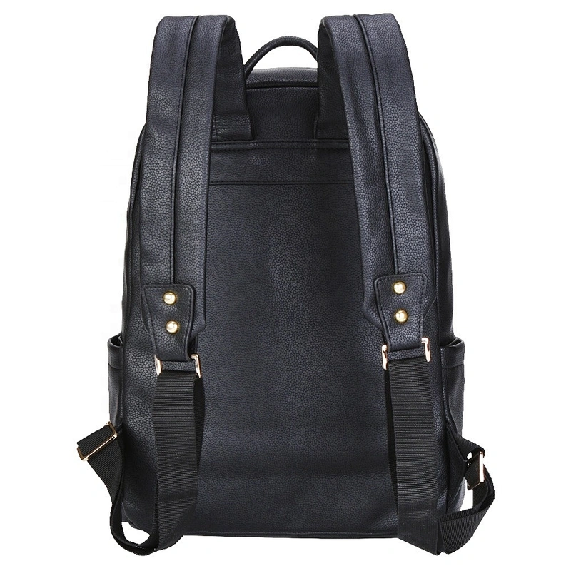 Black multifunctional pu baby diaper back pack nappy bag backpack for mom