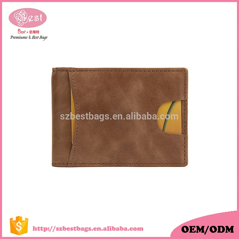 Top grain genuine leather Rfid wallet mens wallet with elastic strap