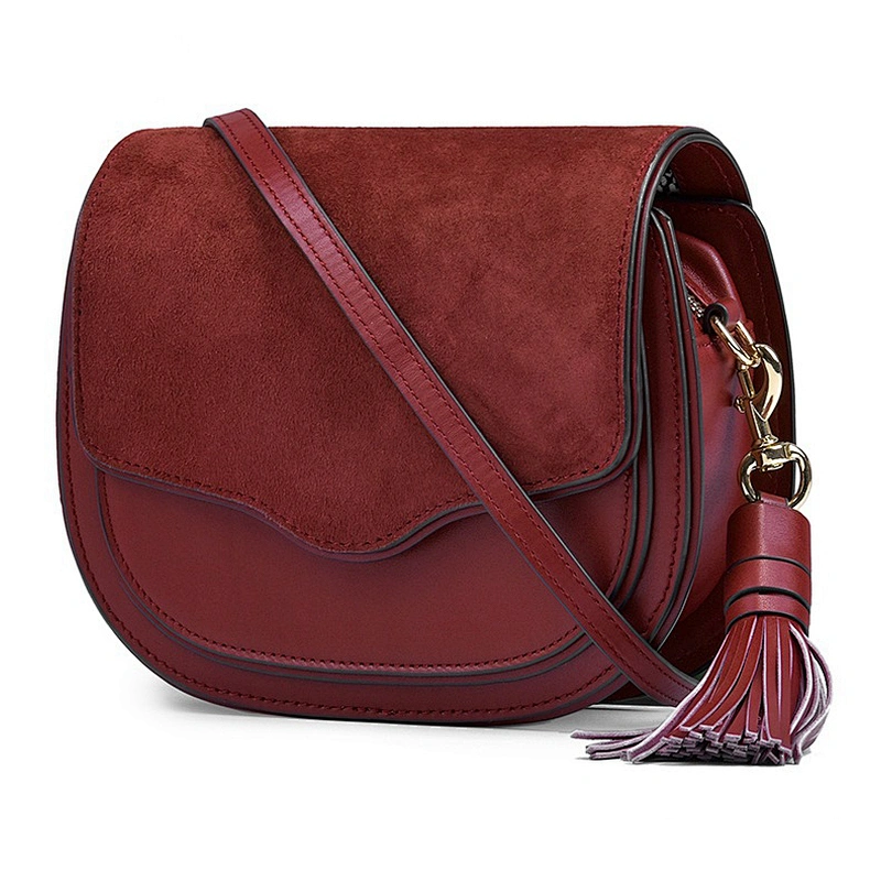 Stylish Ladies Shoulder bags Cross Body Purse Cowhide Genuine Leather Handbag with Tassel