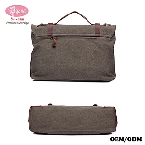 Canvas Leather Laptop Shoulder Bag Vintage Messenger Bag