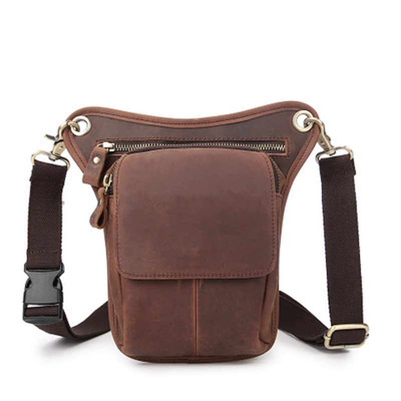 Genuine Leather Vintage Fanny Pack For Men Running Belt Small Pouch Case For Phone