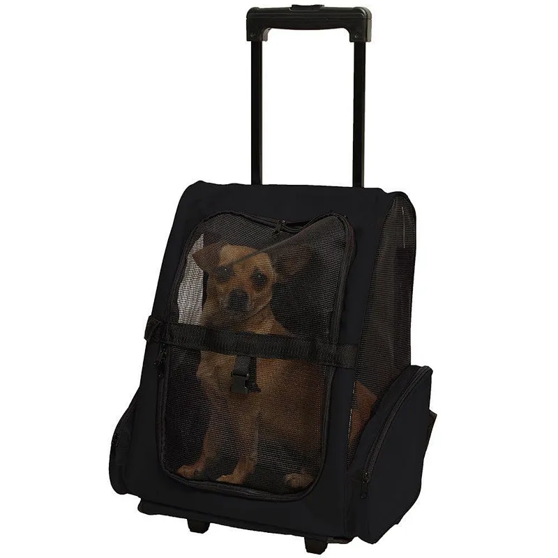 Trolley pet cat dog carrier trolley bag with wheels