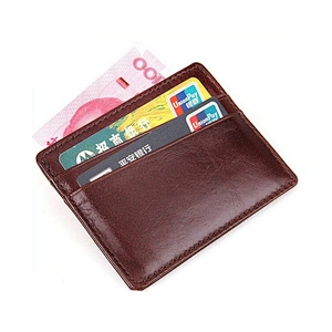 Amazon sale thin credit card holder RFID blocking Cowhide Purse wallet holder Coffee Color