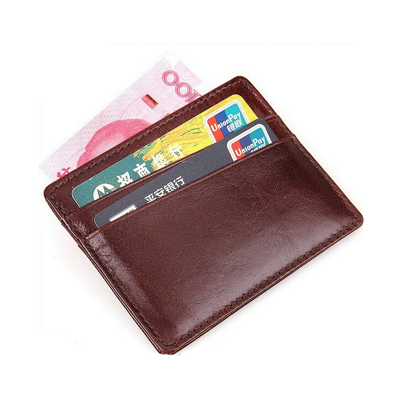 Amazon sale thin credit card holder RFID blocking Cowhide Purse wallet holder Coffee Color