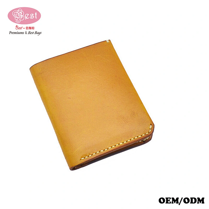 Custom Mens Slim Leather Wallet Tanned Folding Leather Coin Purse