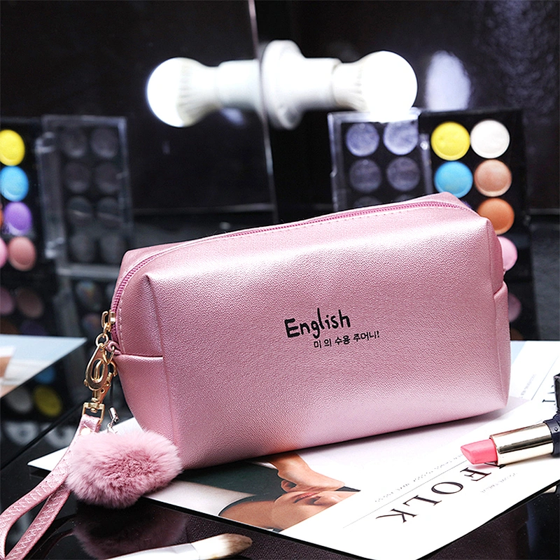 Custom promotional professional women rose gold makeup cosmetic pu make up bag