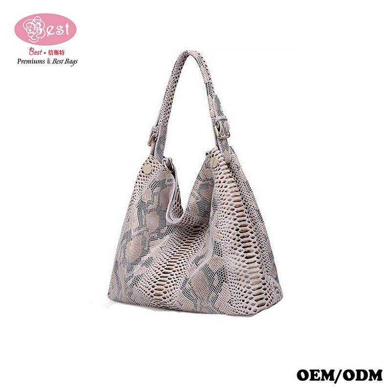 Factory Handmade Stylish Design Snake Pattern Real Leather Luxury Hobo Bag Ladies Handbag