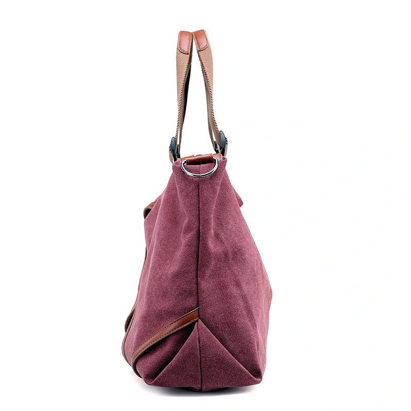 2019FW new coming canvas PU big capacity style contrast color tote shoulder handbag