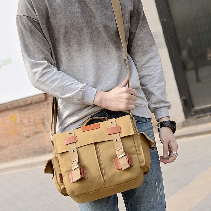 College mens small canvas crossbody multi pocket shoulder cross bag for men