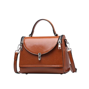 Lady fashion cross section two layer leather hand bag