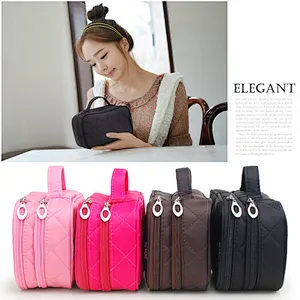 Korean travel cosmetic pouch mirror makeup organizer zipper cosmetic bag with mirror