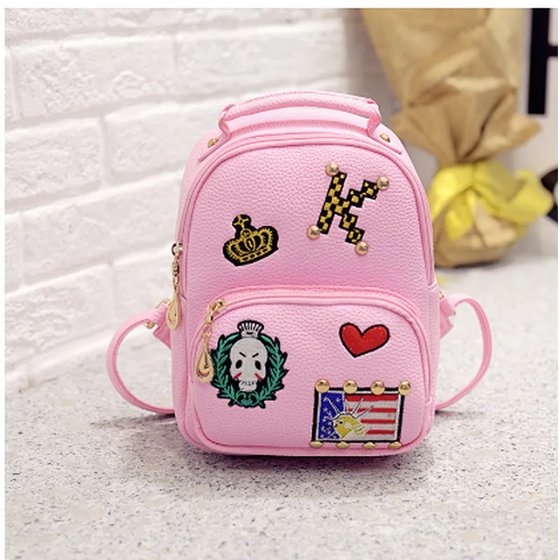 Stylish vintage unique teen girl black backpacks schoolbag for high school girls