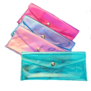 Latest Stylish Colorful Laser Transparent Stationery Organizer PVC Pen Bags