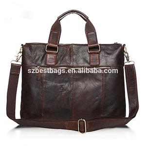 Wholesale oem odm high quality  genuine crazy horse leather men briefcase leather laptop bag