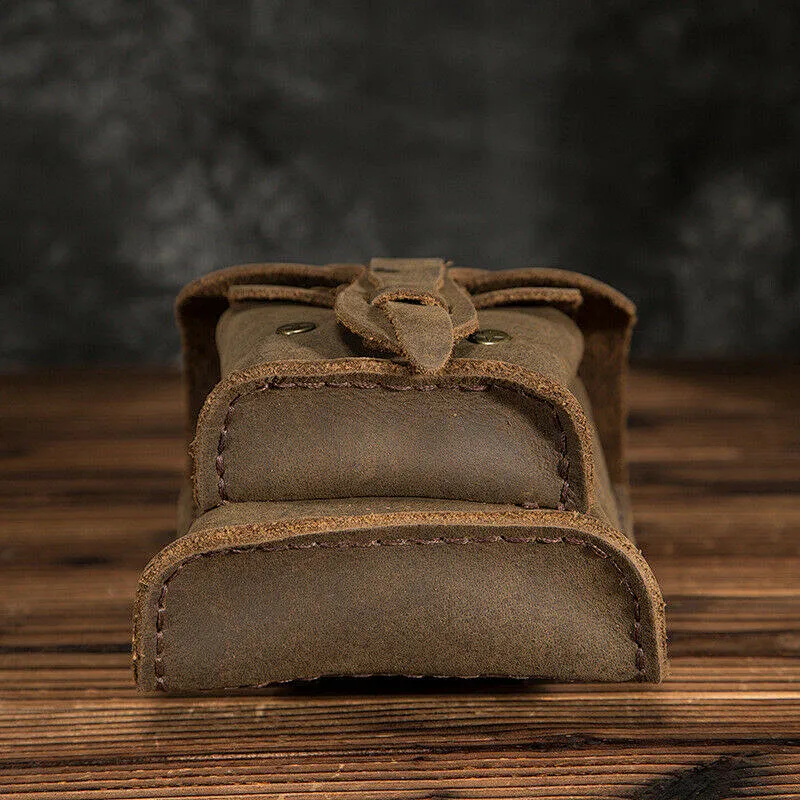 Men Genuine Leather Casual Design Hip Bum Pouch Small Hook Waist Belt Bag