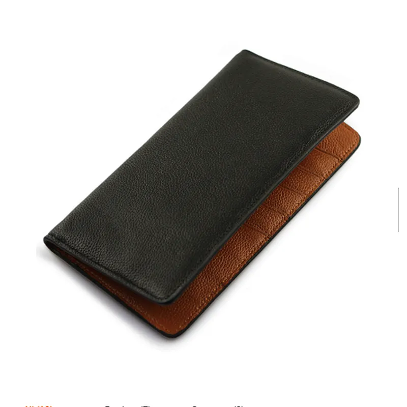 Custom Luxury Men Travel Long Slim Real Genuine Cow Leather Credit Card Holder Wallet