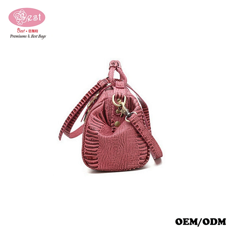 Factory Custom Crodile Embossed Real Leather Tote Bag Women Doctor Bag Hinge Closure Handbag