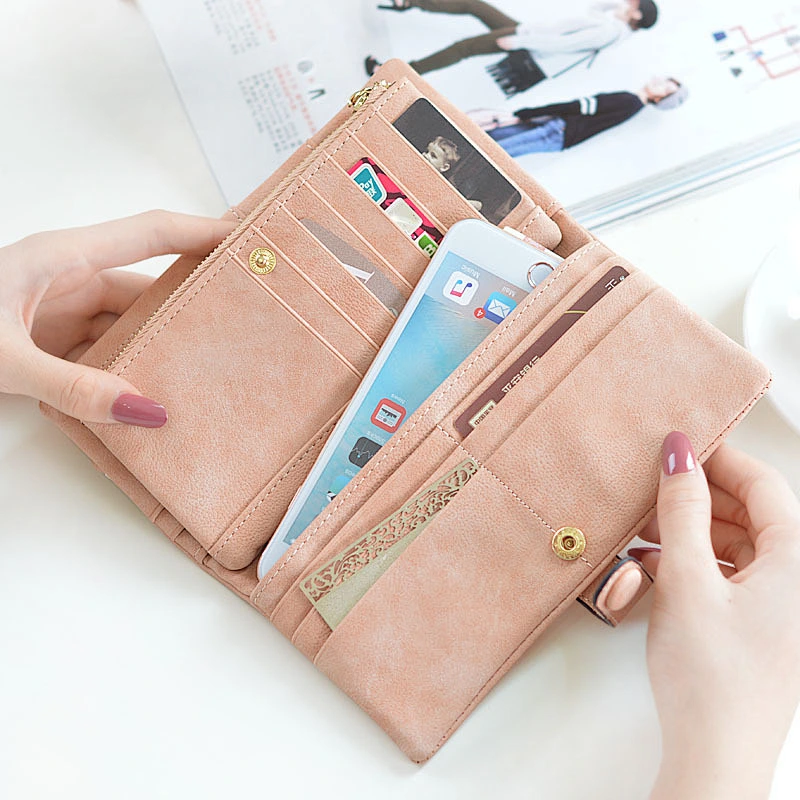 Customized Long Women Clutch Wallet Ladies Credit Card Wallet For Phone Card Cash Coin Bill