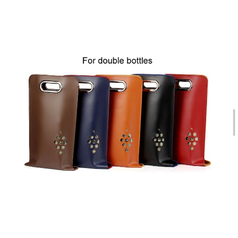 Custom colorful elegant reusable PU double single wine tote bag for wine