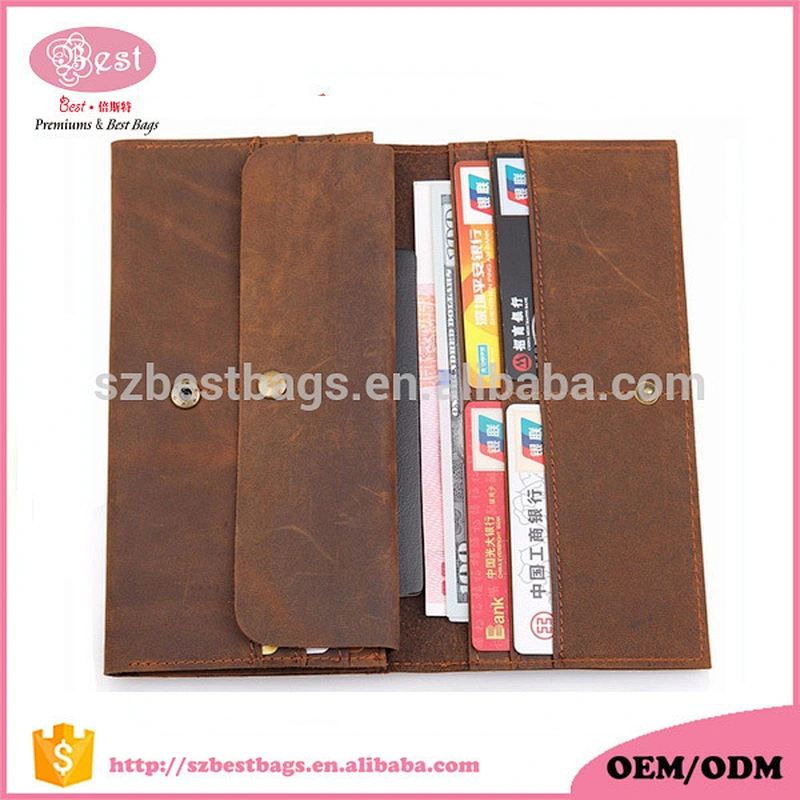 Crazy horse leather passport holder money wallet multiple card slot wallet Genuine leather travel passport