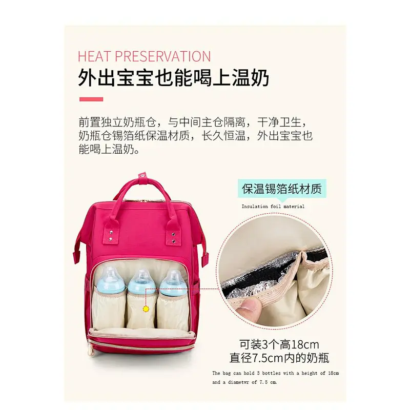 Multi-function large capacity USB port leisure mum & baby bag for travel or camping