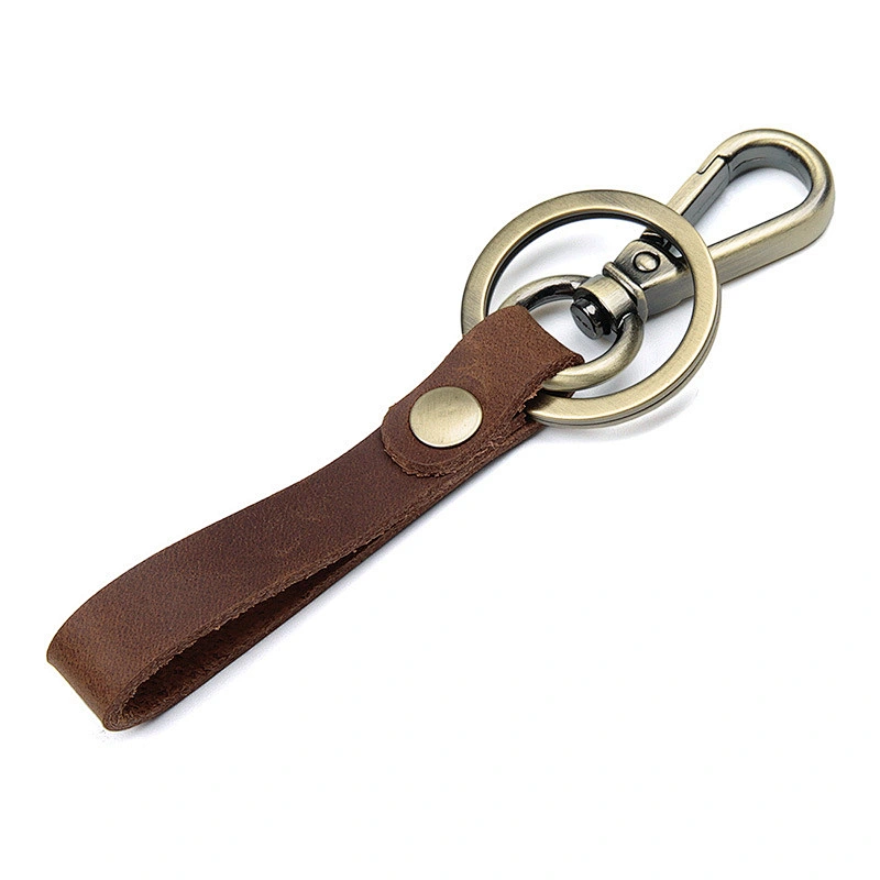 Original Personality Handmade Genuine leather Bronze Car Key Chain Promotional Gift Key Ring