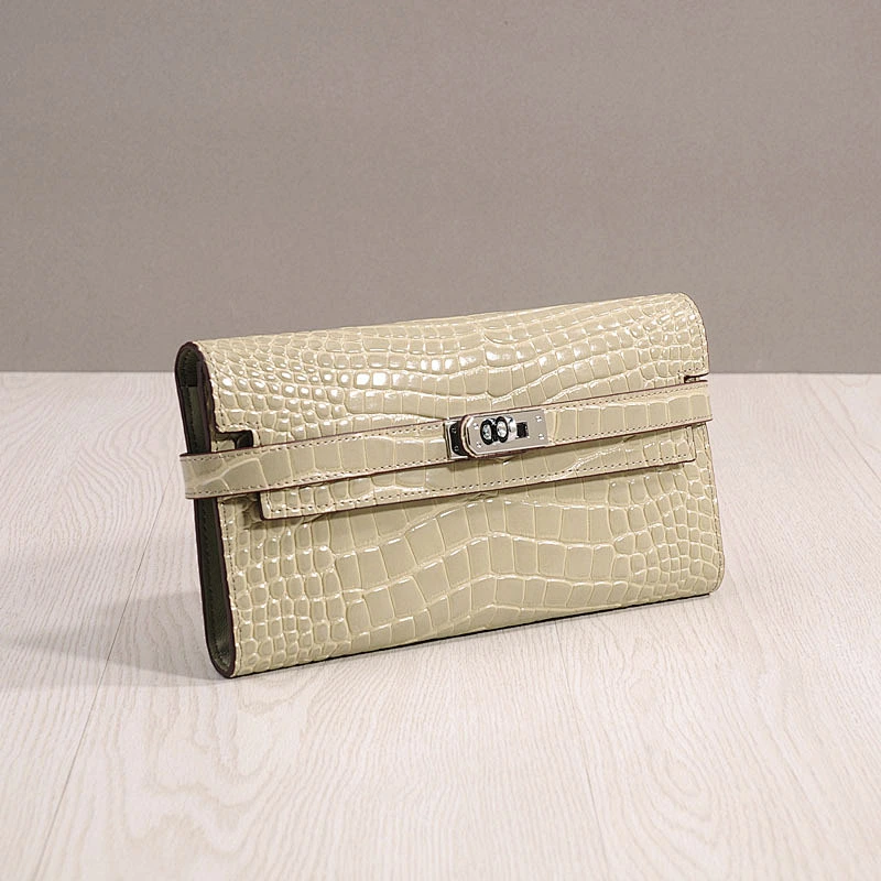 New Fashion Style Genuine Leather Handbags Ladies Purse Crocodile Pattern Clutch Wallet