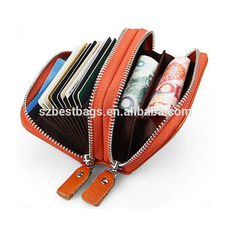 RFID Blocking Genuine Leather card wallet with multiple card slots money pocket