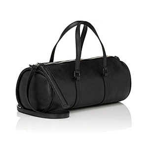The Newest Designer Branded Black Grained Leather Barrel Shape Small Duffle Bag