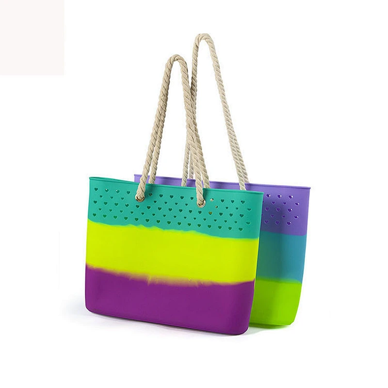 Rainbow Stripe Style Beach Bag for Women High Quality Waterproof Silicone bag