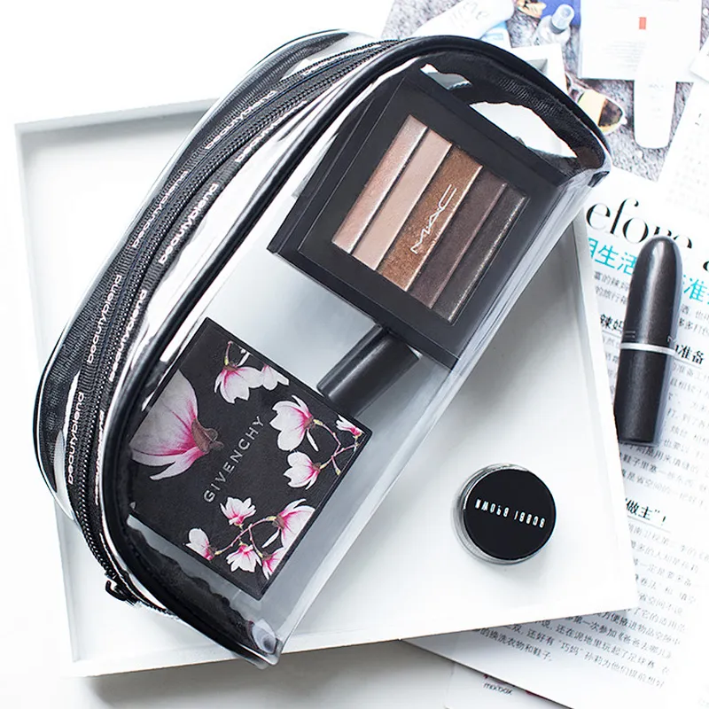 Customized clear pvc transparent toiletry makeup organizer make up purse bag set