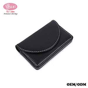 Leather Business Name Card Holder Case Wallet Credit Card Book with Magnetic Shut Black