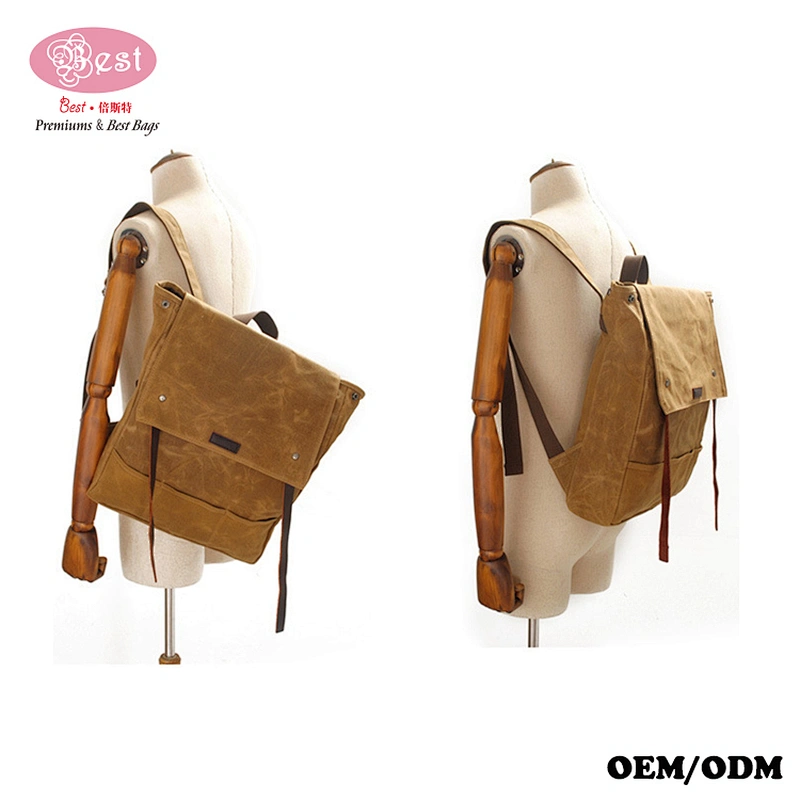 Wholesale vintage latest fashion backpack waxed canvas backpack travel canvas backpack