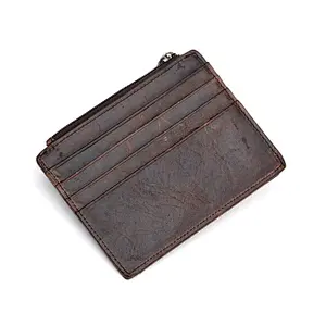 Genuine Leather  Card Holder For Men Oil Wax Leather Card Holder Travel Wallet Holder