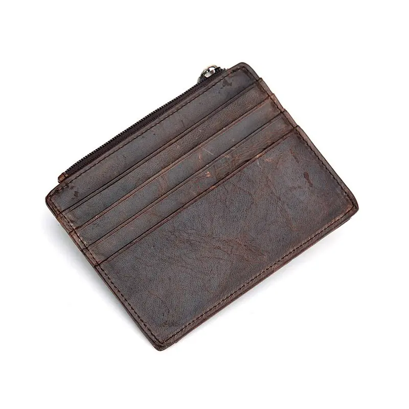 Genuine Leather  Card Holder For Men Oil Wax Leather Card Holder Travel Wallet Holder