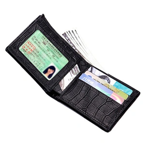 Stone Pattern Handmade Men's Business Card Holder Simple Leather Wallets