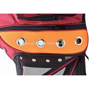 Deluxe Dog Carrier Travel Backpack Double Shoulders Straps Bag for Small Pet Puppy Cat Red Grey