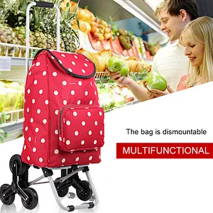 Wholesale wheeled folding foldable market vegetable shopping trolley bag with 2 wheels