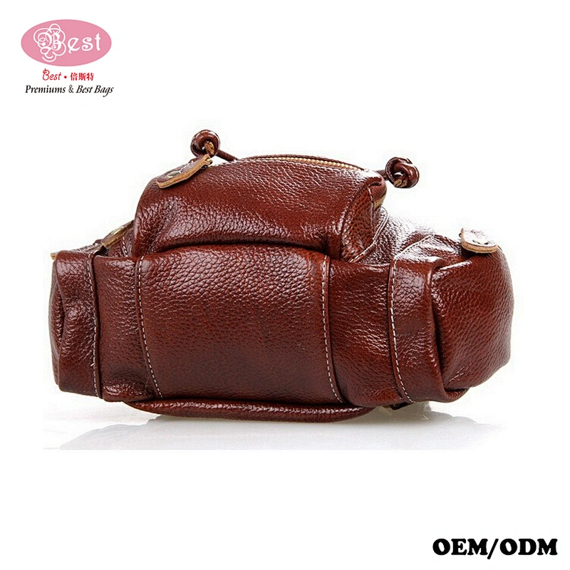 On Line Shopping New Design Pebbled Real Leather Mini Stylish Lady Drawings Pouch Backpack Bag