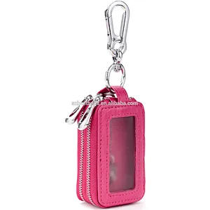 Genuine Leather small key wallet car key wallet men women double zipper key wallet