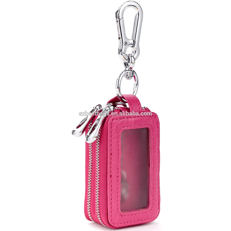 Genuine Leather small key wallet car key wallet men women double zipper key wallet