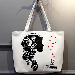 Custom made eco friendly reusable folding printed canvas tote shopping hand bag