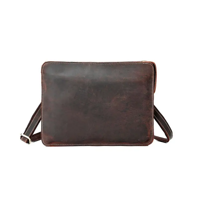 New Crazy Horse Genuine Leather Messenger Bag For Men Vintage  Business Briefcase