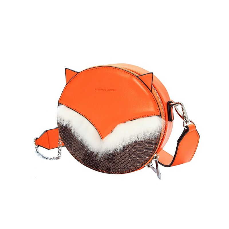 2019 The Fox Series Factory Direct Sale  Simple Design Lovely Round Cross-Body Bag Stylish New Sling Bag with Villous