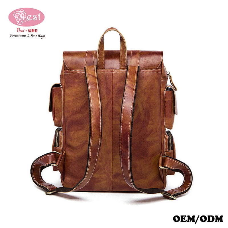 Custom Business Leather Backpack Shoulders Bag fochier travel luggage bag sport pack carry bag