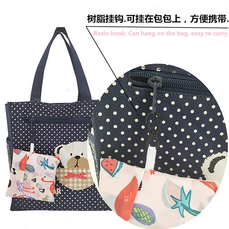 Fashionable portable environmental friendly foldable foldable shopping bag polyester for shopping